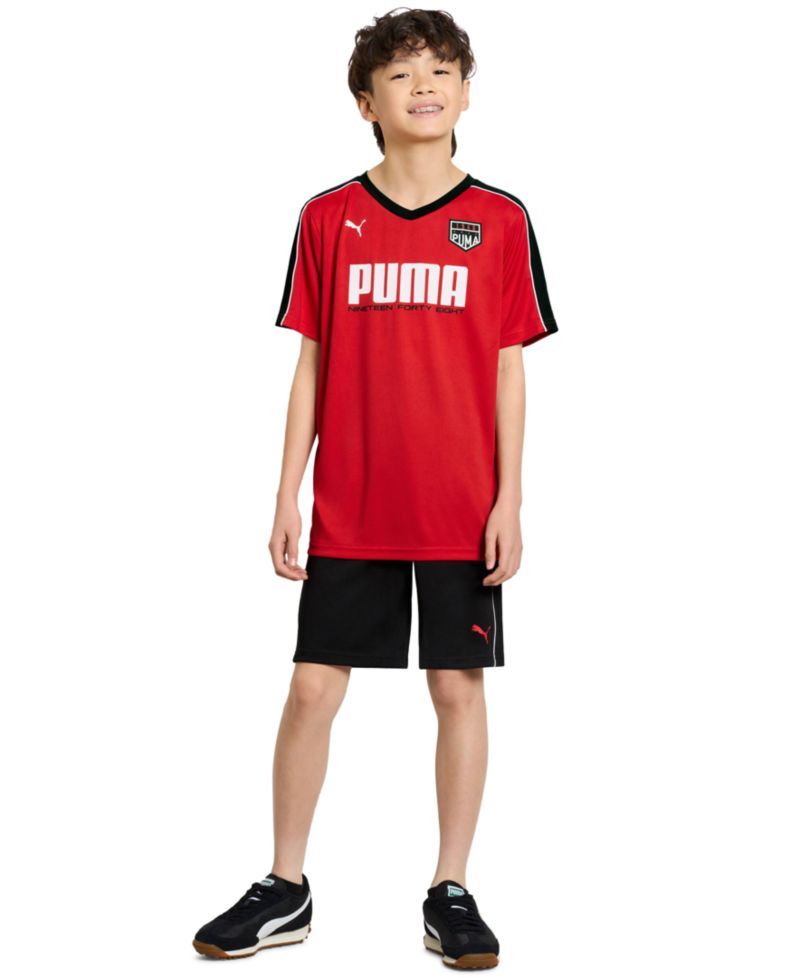 Boys' 8-16 V-Neck Puma Logo Short-Sleeve T-Shirt & Shorts, 2-Piece Set