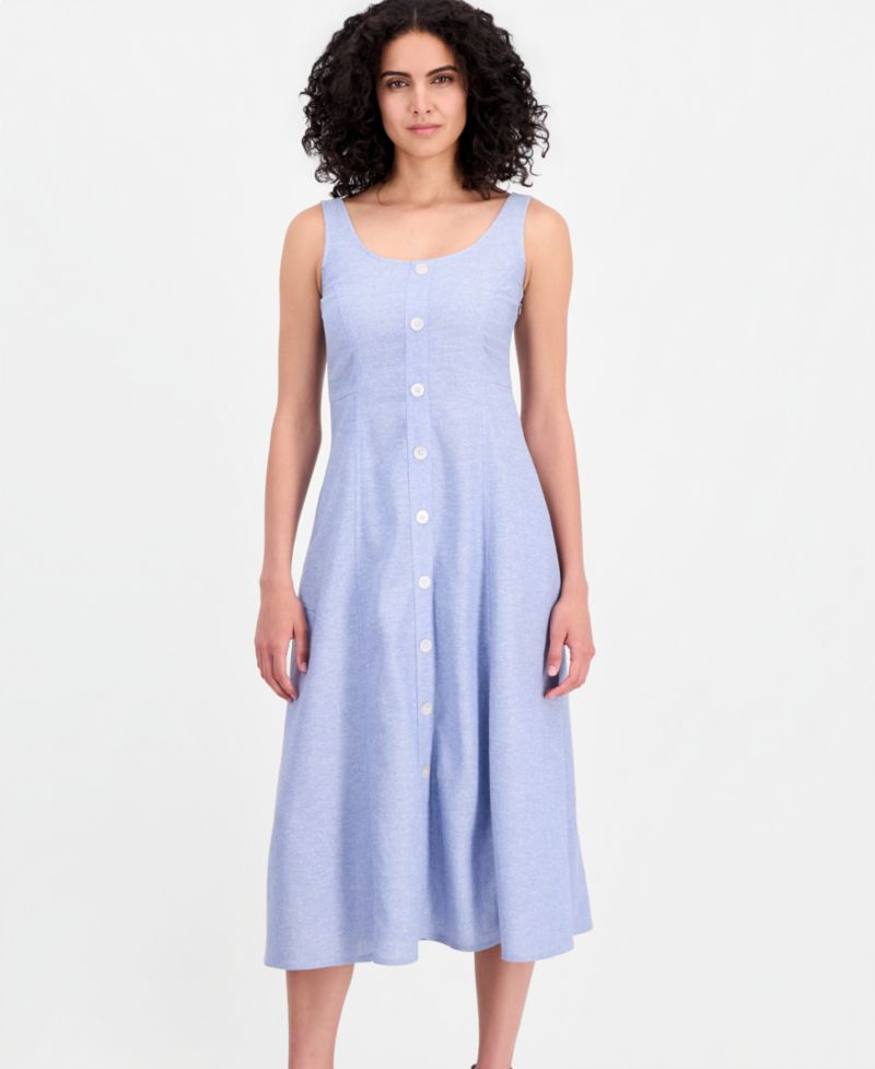 Petite Button Detail Sleeveless Tank Dress