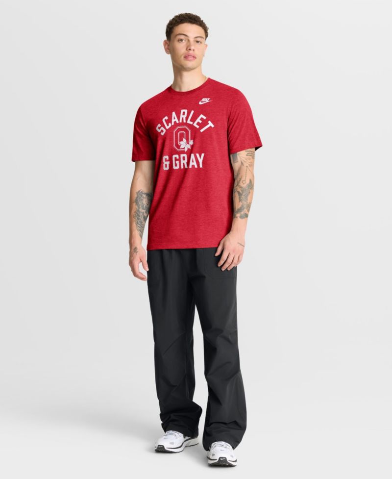 Men's Heather Scarlet Ohio State Buckeyes Legacy Mantra Tri-Blend T-Shirt