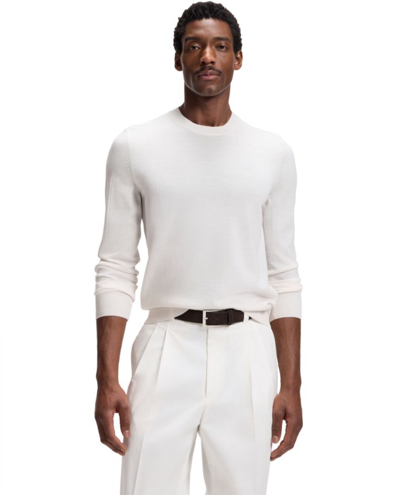 Men's Virgin Wool Crew-Neck Regular-Fit Sweater