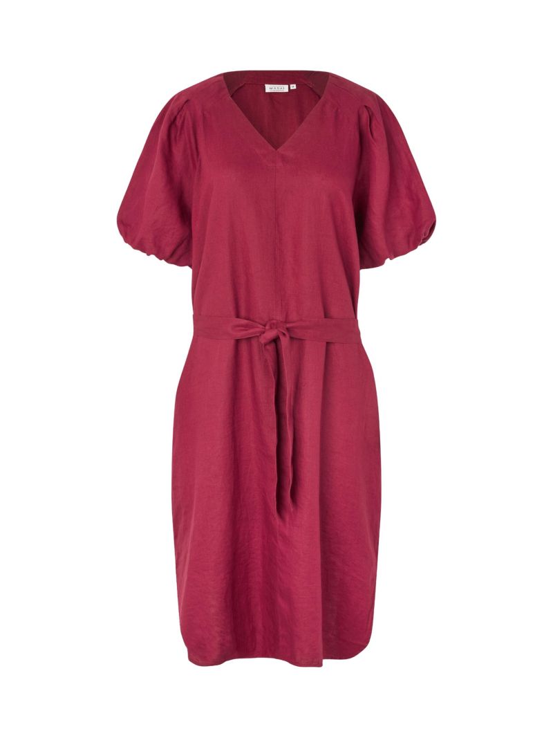 Women's Manalirae Linen V-Neck Puff Sleeve Midi Dress