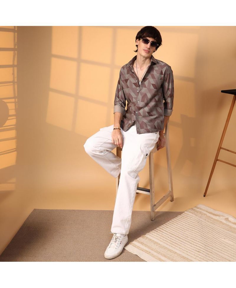 Men's Geometric Seersucker Shirt