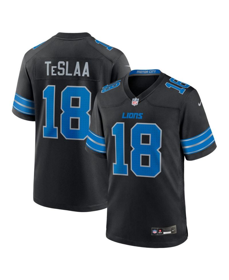 Men's Isaac TeSlaa Black Detroit Lions Alternate Game Player Jersey