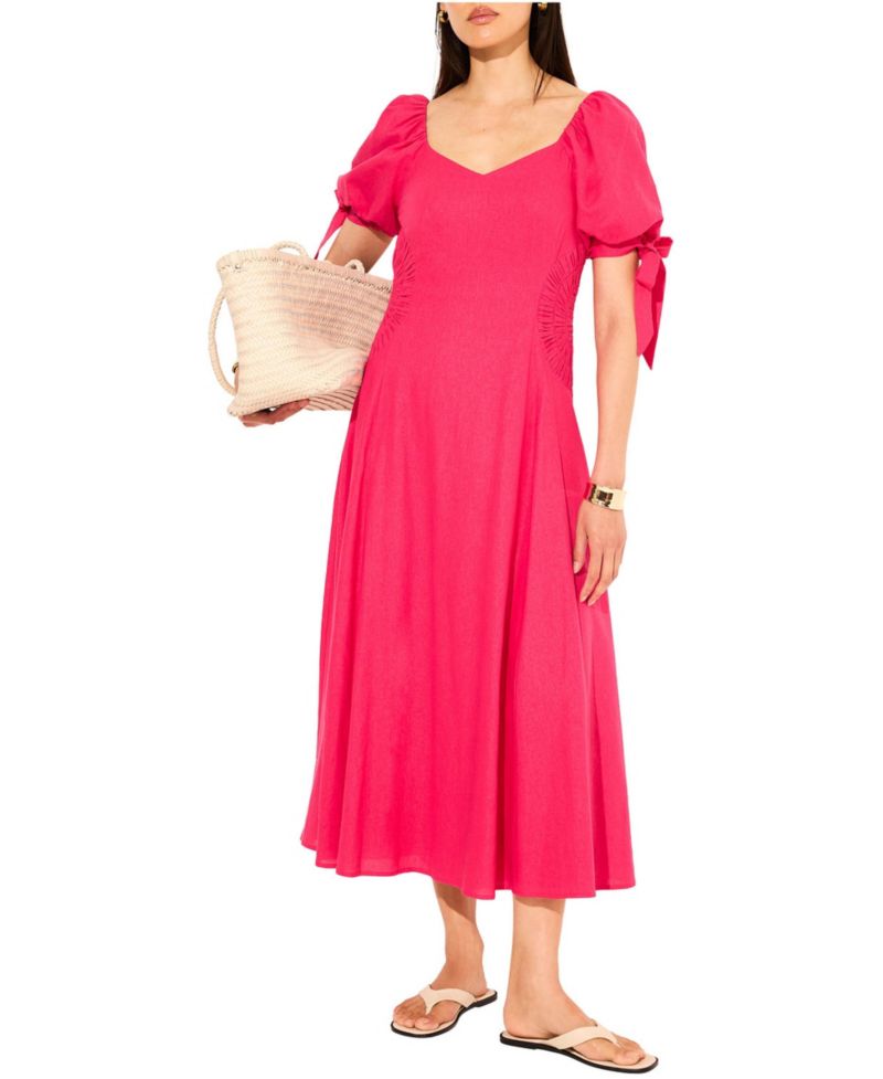 Women's Sweetheart Puff-Sleeve Maxi Dress