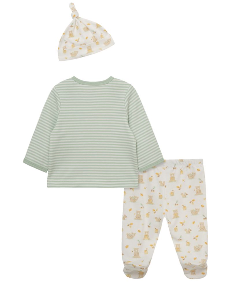 Baby Boys' Honey Bear Top and Footed Pants and Hat, 3-Piece Set