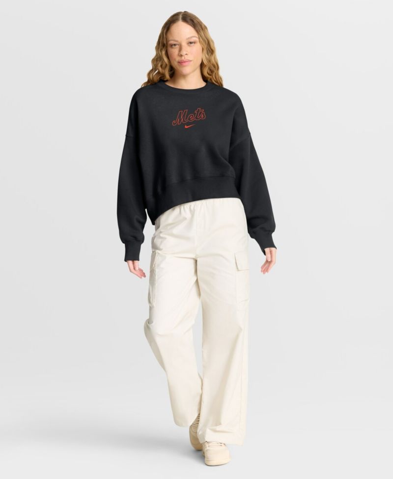 Women's Black New York Mets Oversized Primetime Sweatshirt