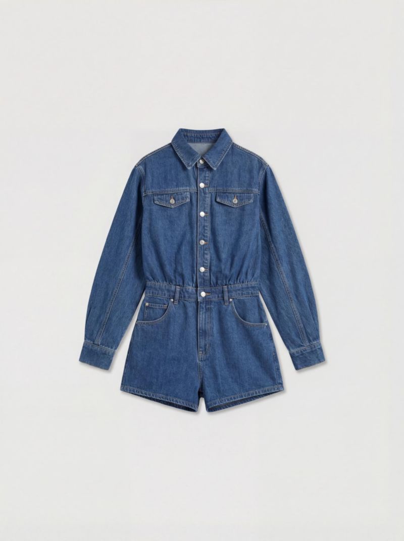 Women's Structured Shoulder Denim Playsuit