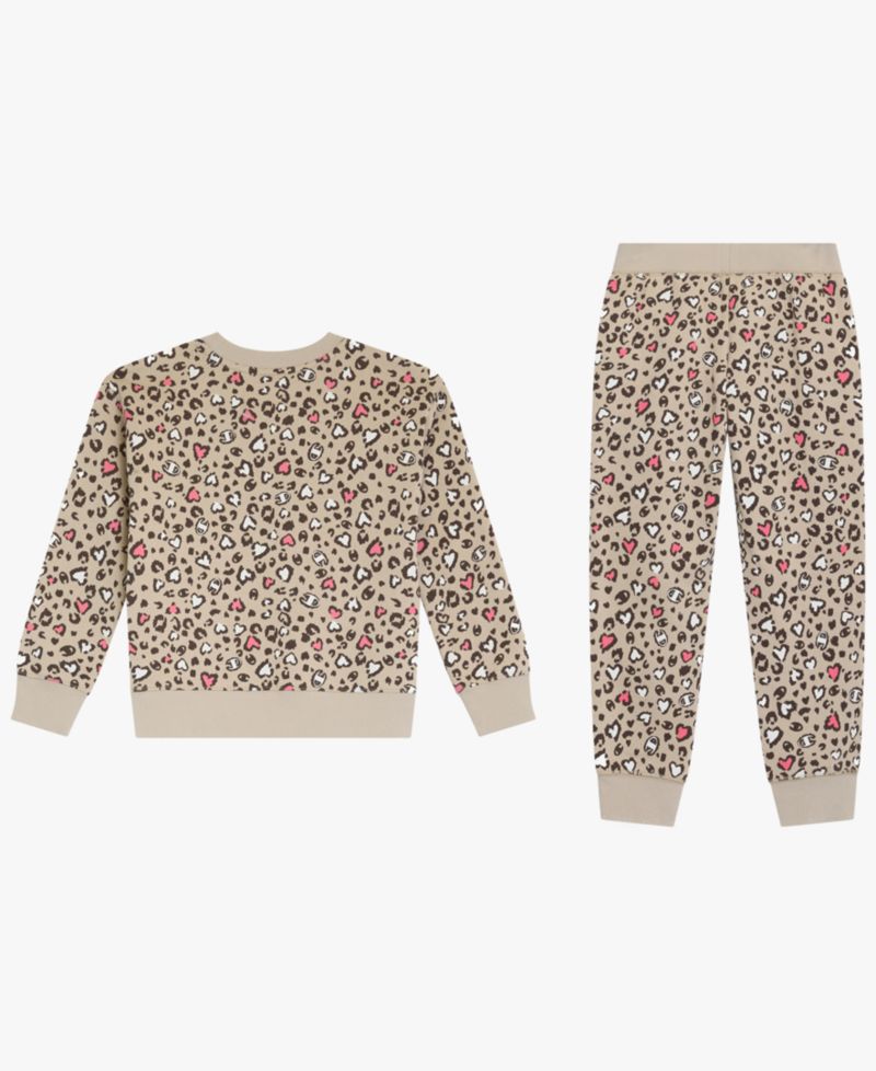 Girls' 4-6X Leopard-Print Sweatshirt and Joggers, 2-Piece Set