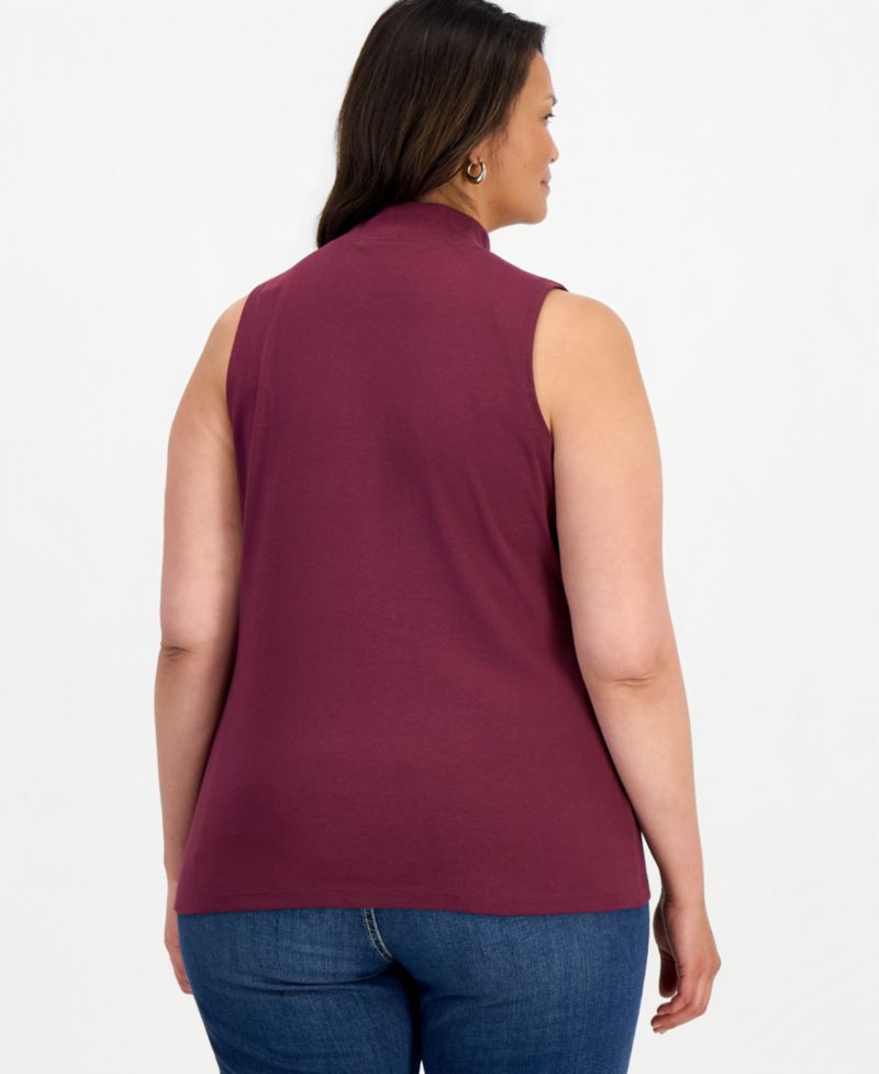 Petite Mock Neck Cotton Tank
