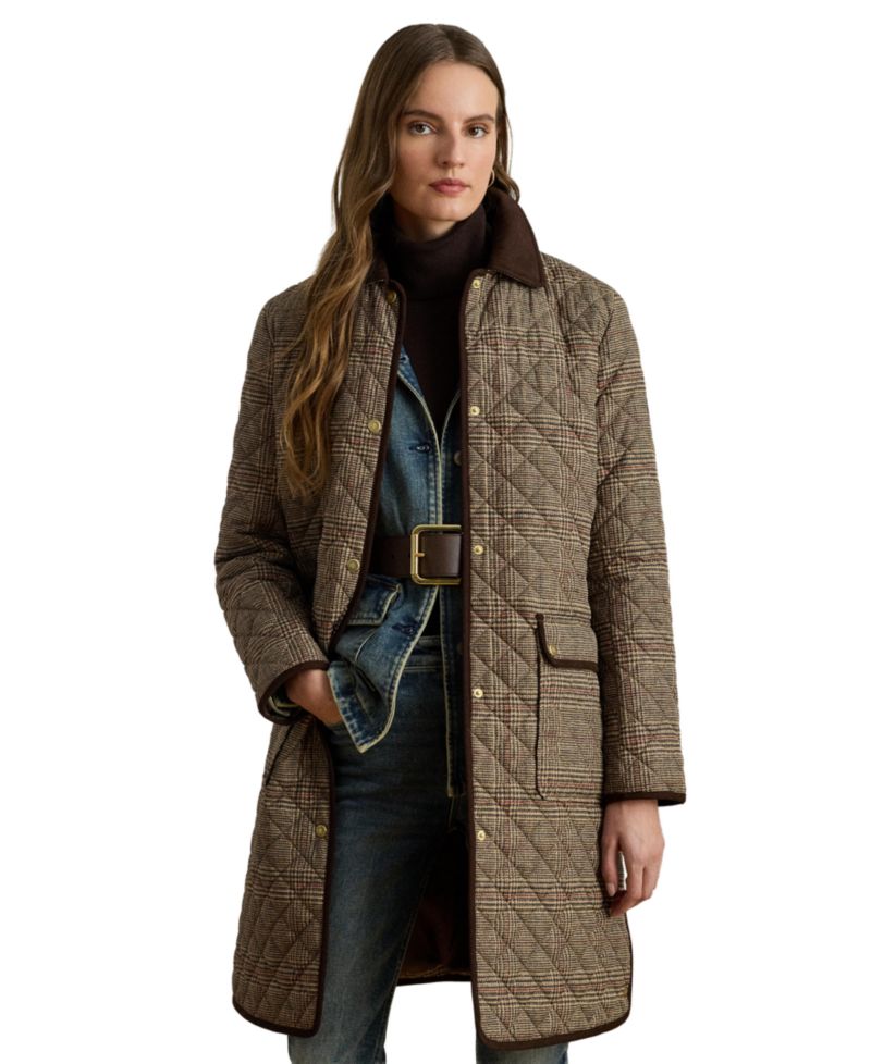 Petite Barn Quilted Corduroy-Trim Coat