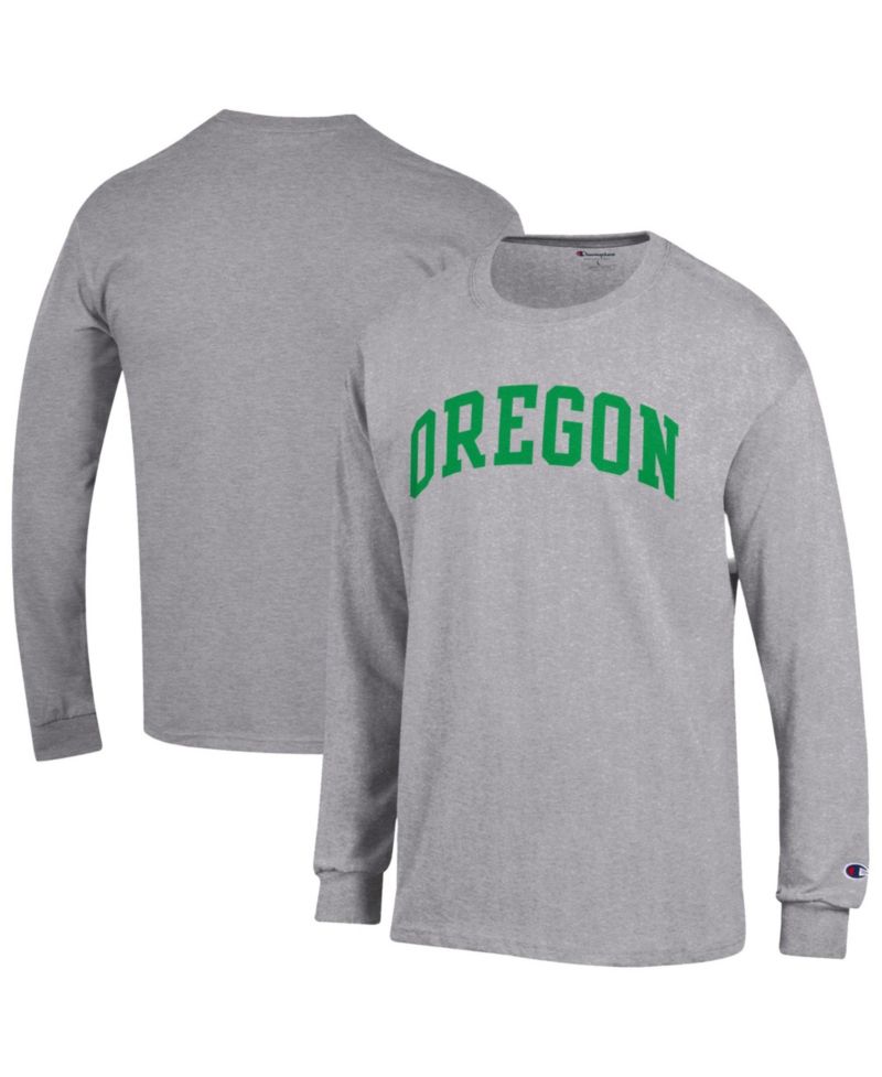 Men's Heather Gray Oregon Ducks Basic Arch Long Sleeve T-Shirt