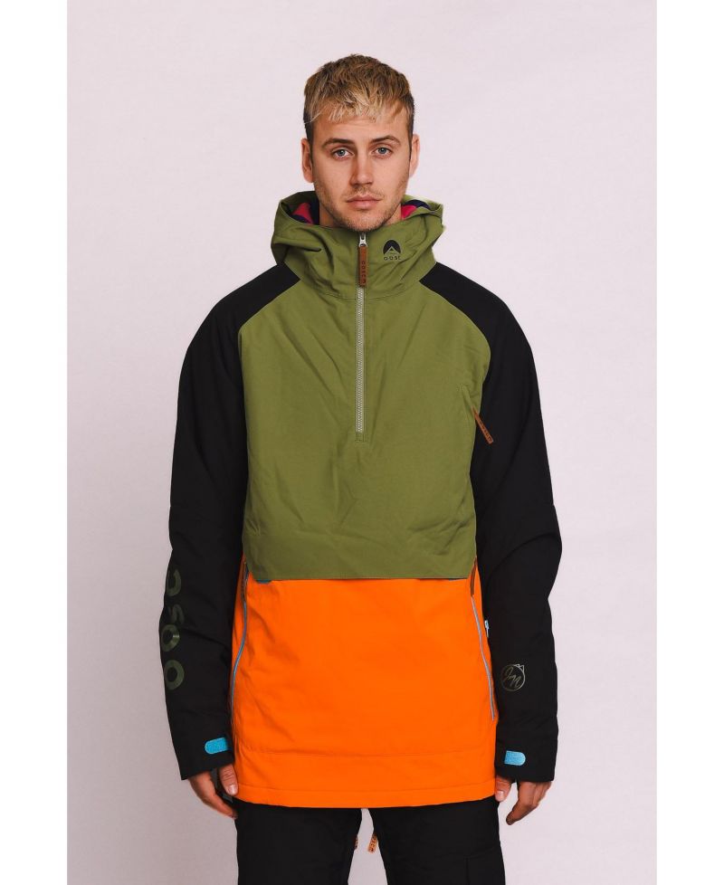 Men's Snow Park Overhead Jacket - Orange & Khaki