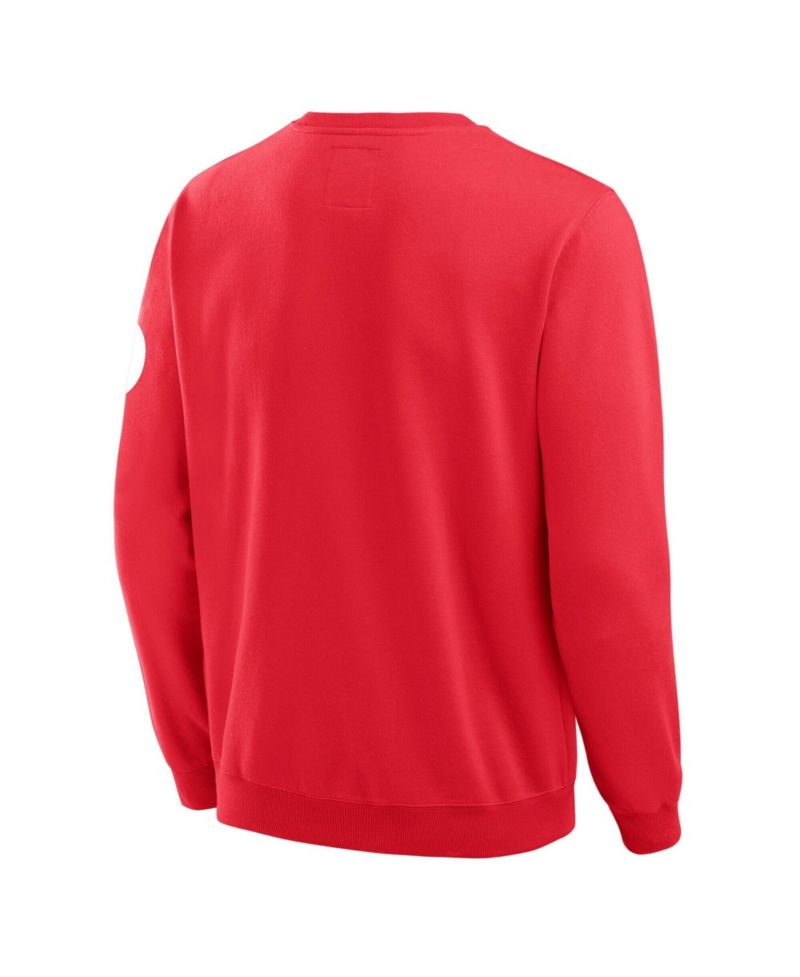 Men's Red Philadelphia Phillies Washed Crew Neck Pullover Sweatshirt