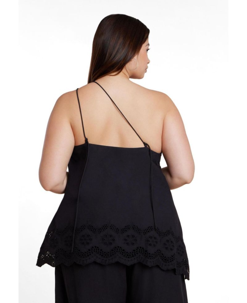 Plus Size Eyelet Detail Women's Top