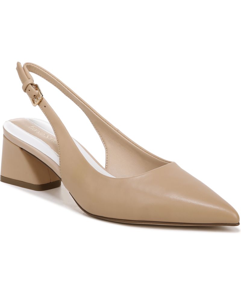 Women's Racer Pointed Toe Block Heel Slingback Pumps