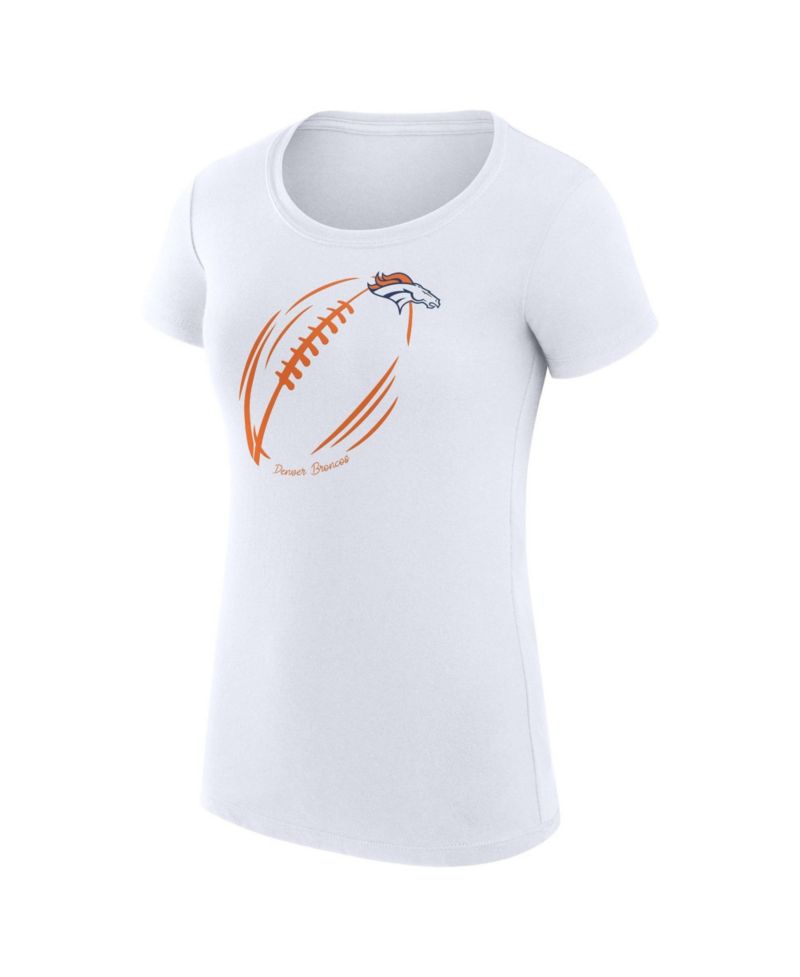 Women's White Denver Broncos Super-Slim Fit Lightweight Subtle Football T-Shirt