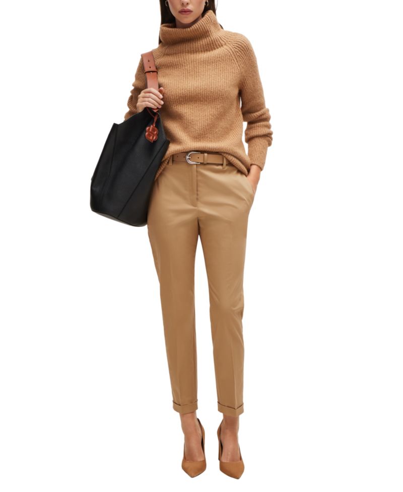 BOSS by Women's Stretch-Cotton Twill Regular-Fit Pants