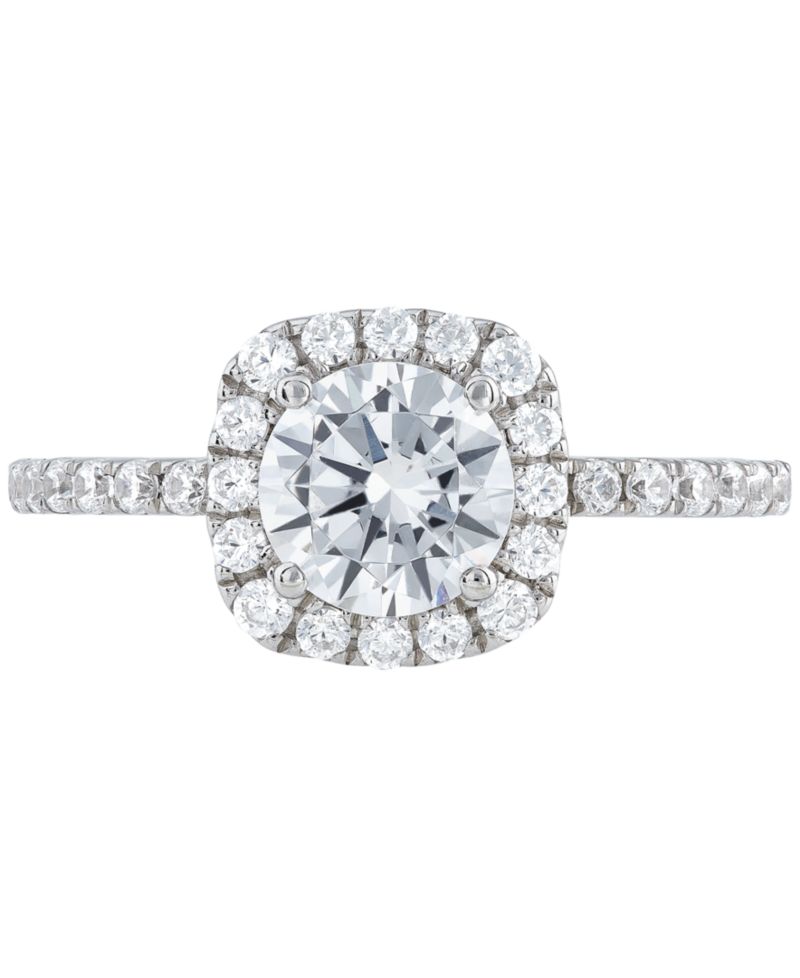 IGI Certified Lab Grown Diamond Halo Engagement Ring (1-1/2 ct. t.w.) in 14k White Gold