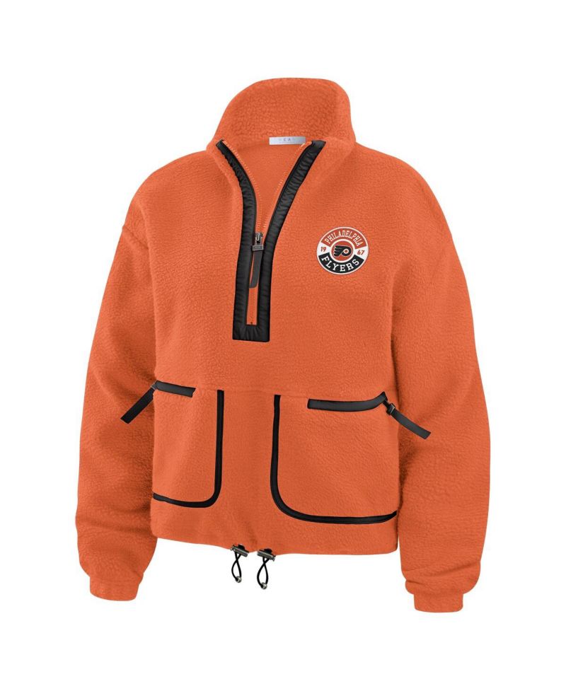 Women's Orange Philadelphia Flyers Polar Fleece Half-Zip Jacket