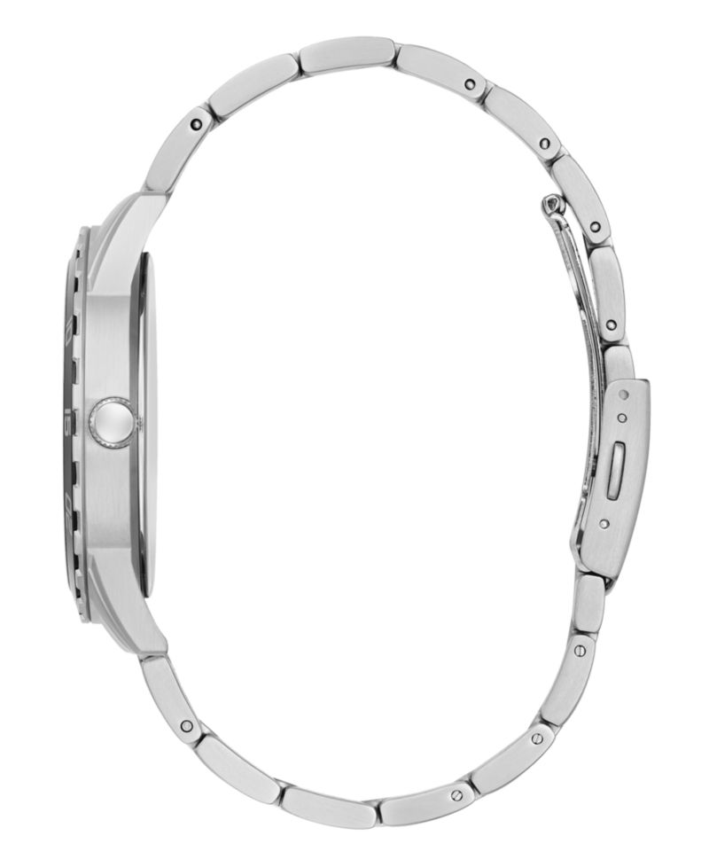 Men's Date Silver Tone Stainless Steel Watch 42 mm