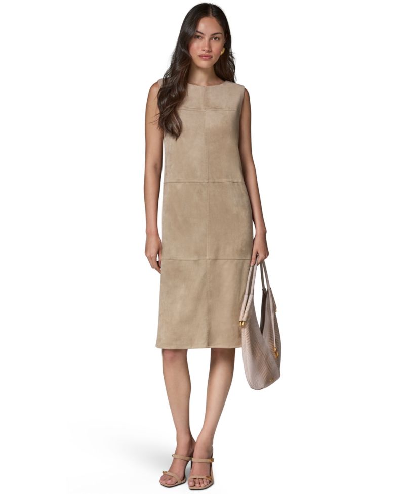 Women's Sleeveless Suede Sheath Dress