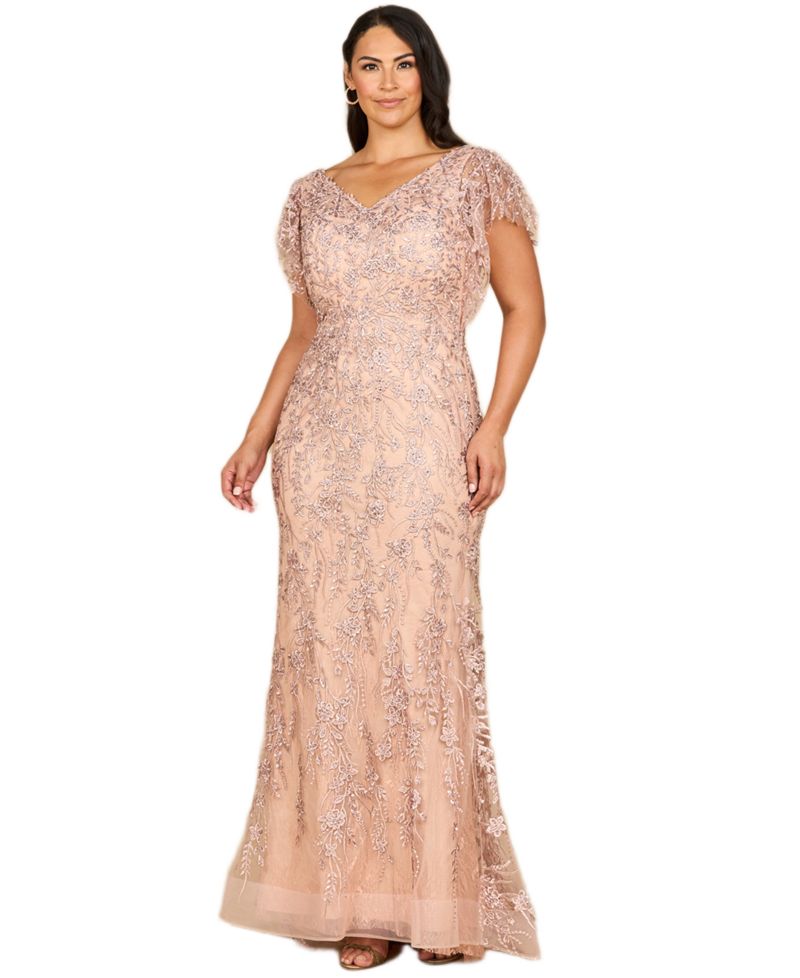 Women's Cap Sleeve Mermaid V-neck Gown