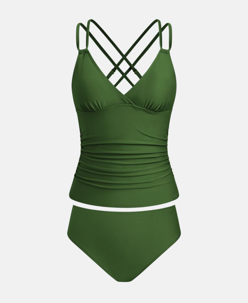 Women's Plunge Cross Back Tankini Set