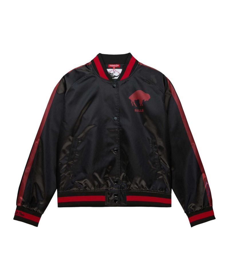 Women's Black Buffalo Bills Raglan Satin Full-Snap Jacket