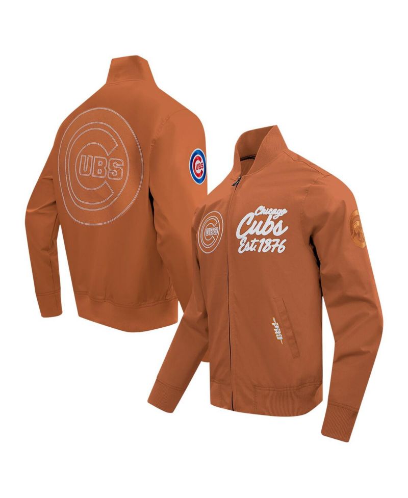 Men's Brown Chicago Cubs Paint The City Twill Full-Zip Jacket