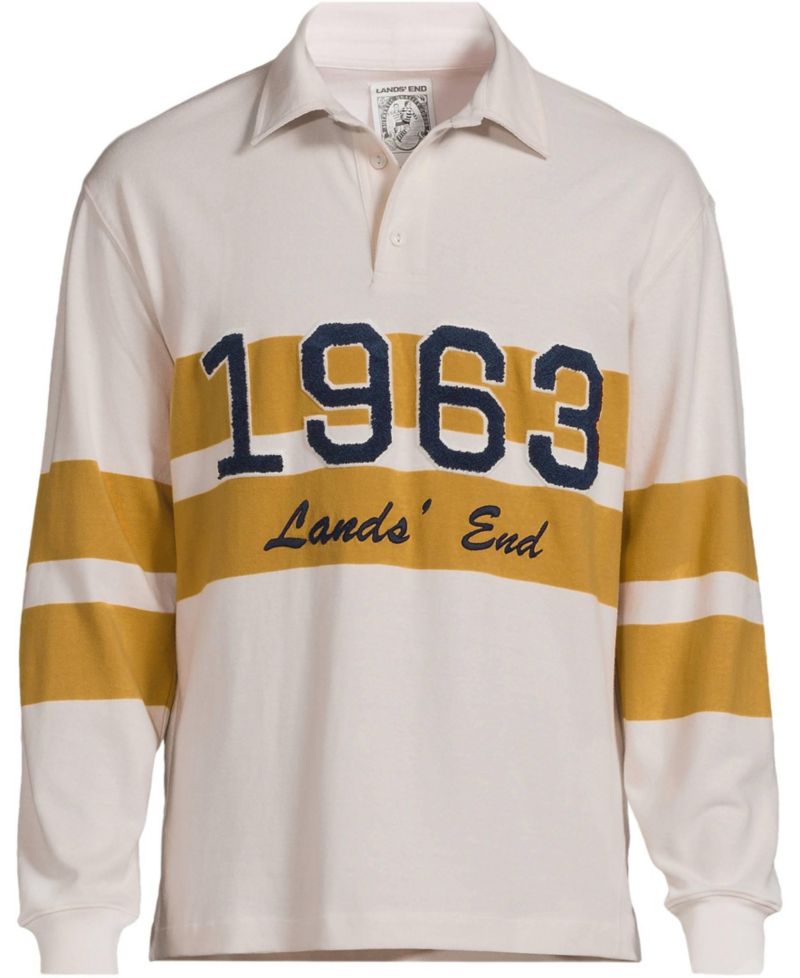 Men's Long Sleeve Rugged Rugby Embroidered Polo