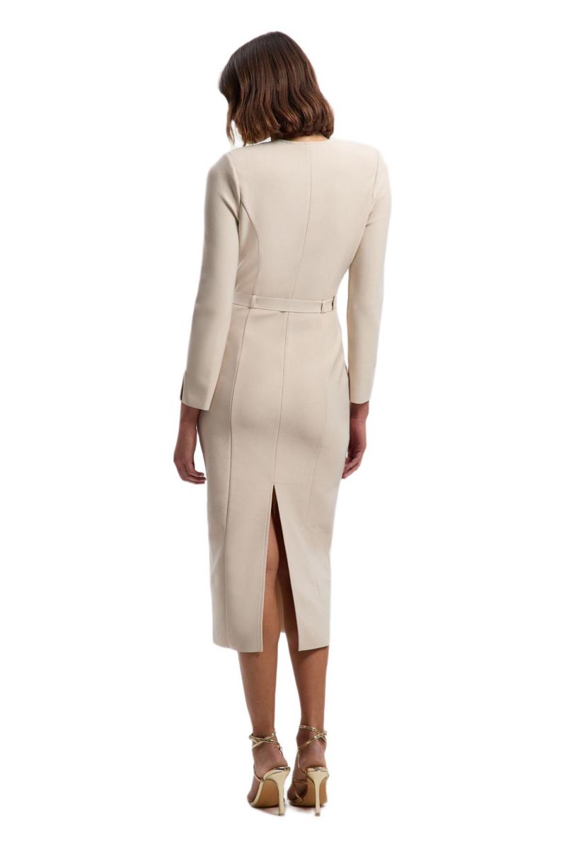 Women's Figure Form Bandage Belted Midi Dress