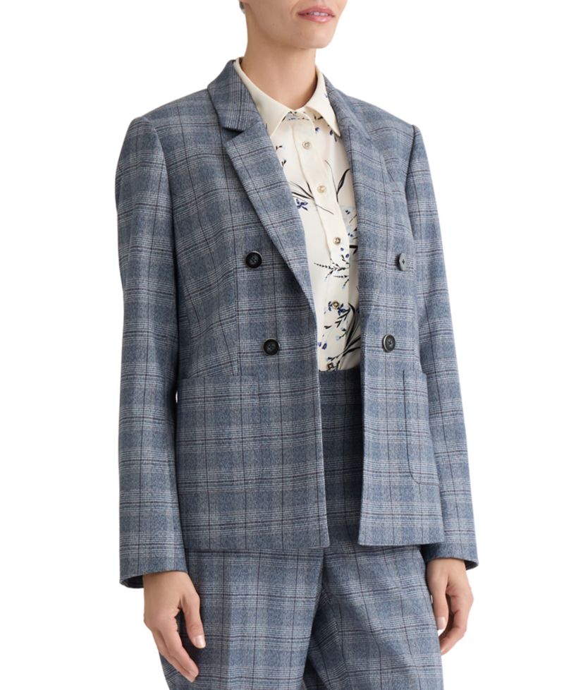 Women's Plaid Notch Collar Blazer