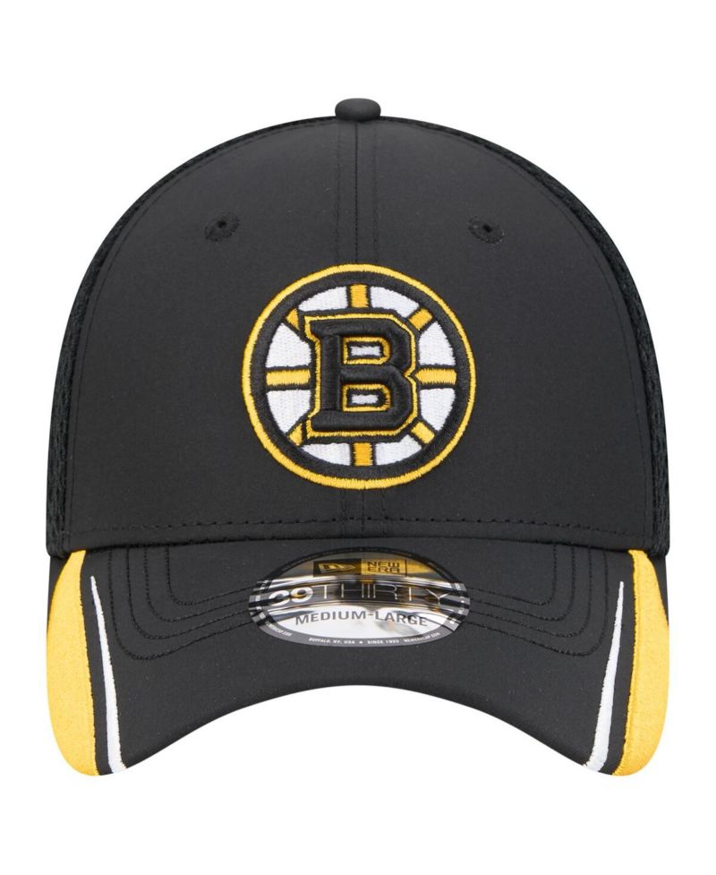 Men's Black Boston Bruins Linear Featherweight 39THIRTY Flex Hat