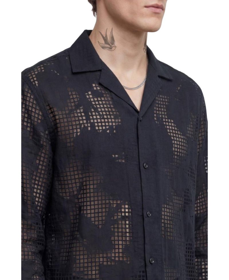 Men's Ethan Floral Burnout Revere Collar Shirt