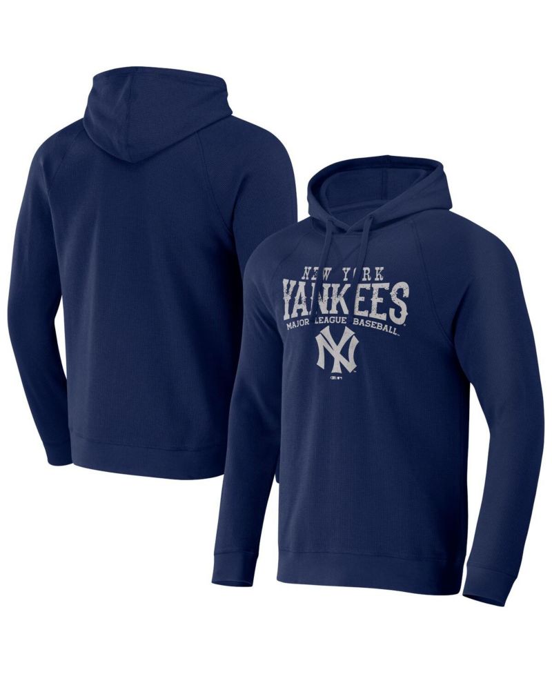 Men's Darius Rucker Collection by Navy Distressed New York Yankees Waffle-Knit Raglan Pullover Hoodie