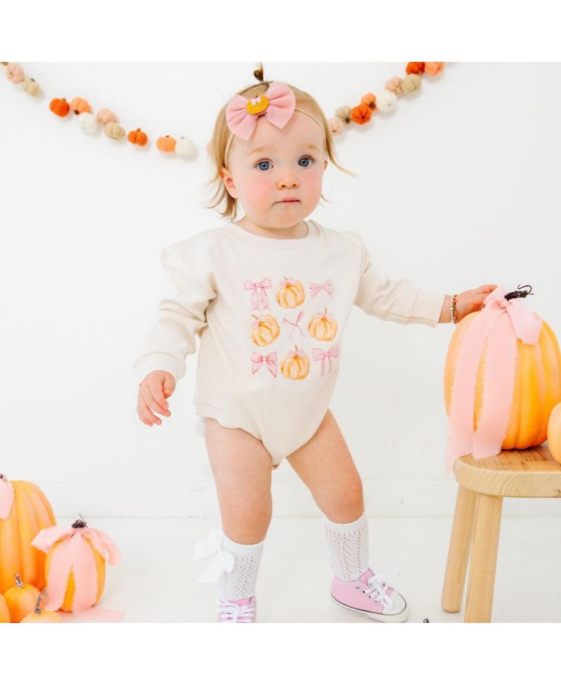 Baby Girls Coquette Pumpkin Long Sleeve Romper