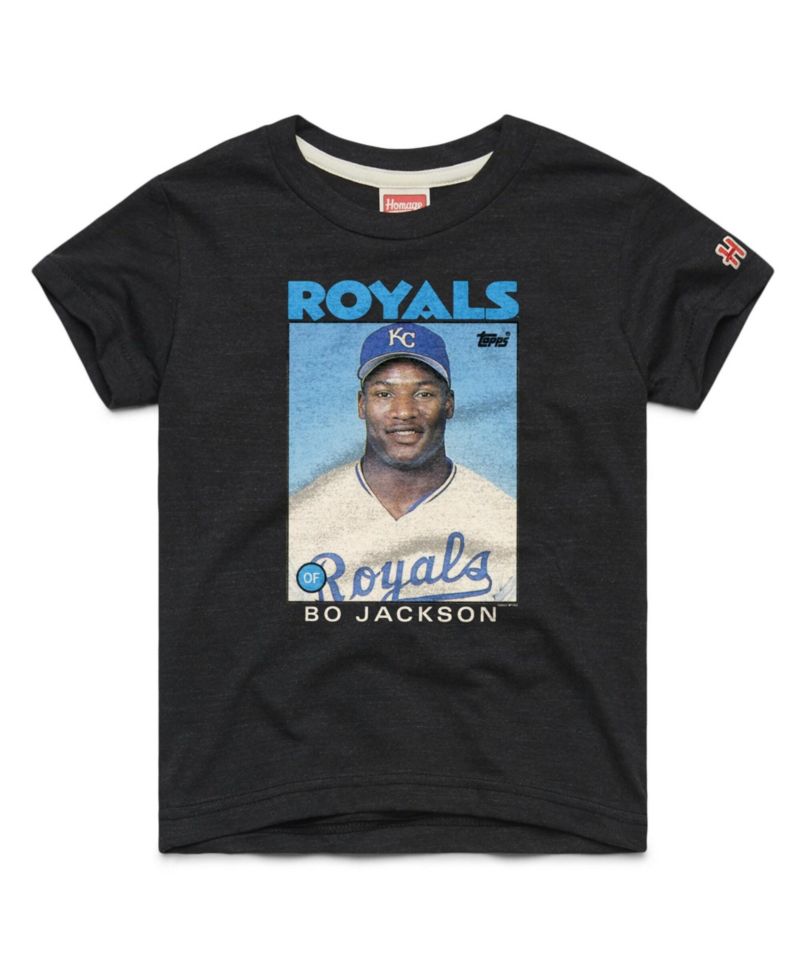 Big Boys and Girls Bo Jackson Charcoal Kansas City Royals Topps Baseball Card Tri-Blend T-Shirt