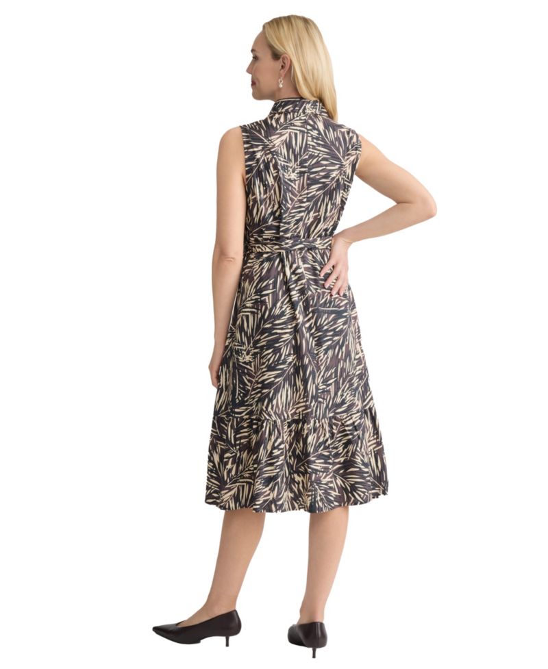 Women's Printed Collared Neck Shirt-Dress