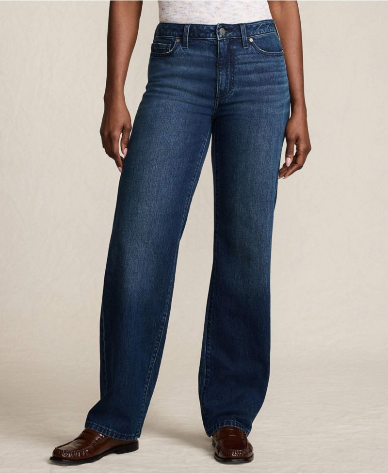Petite Soft Denim Mid Rise Relaxed Straight Leg Jeans