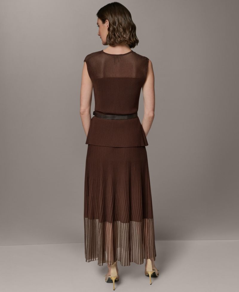 Women's Sleeveless Knit Maxi Sweater Dress with Belt