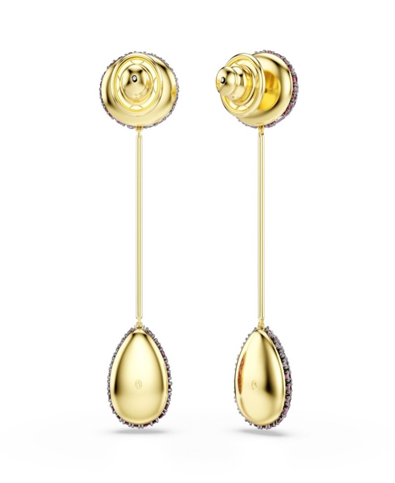 Gold-Tone Plated Red Crystal Earrings