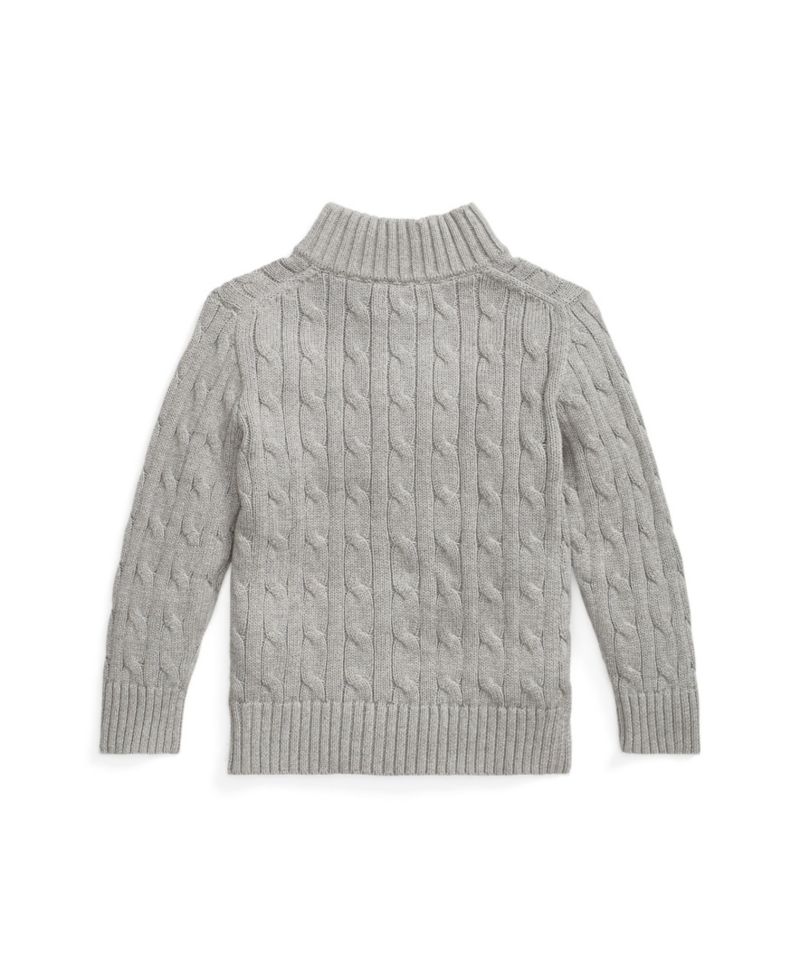 Boys 2-7 Cable-Knit Cotton Quarter-Zip Sweater