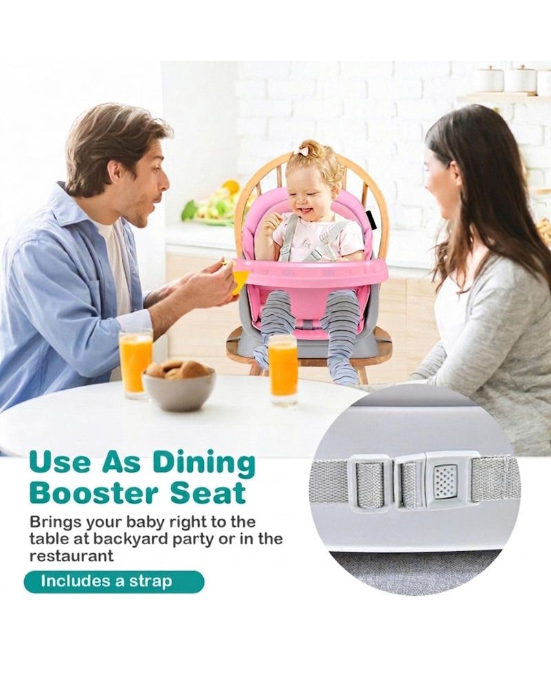 Toddler 6 in 1 Convertible High Chair with Adjustable Removable Tray and Booster