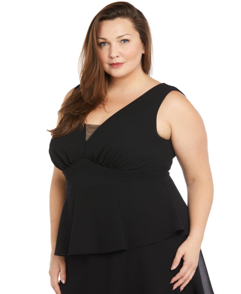 Plus Size Tiered High-Slit Sleeveless Dress