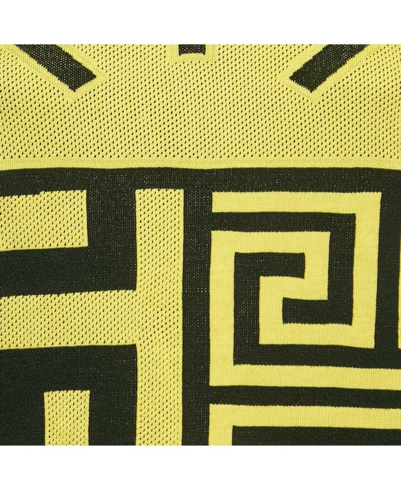Women's Black/yellow Greca Pattern Jersey Crewneck Sweatshirt