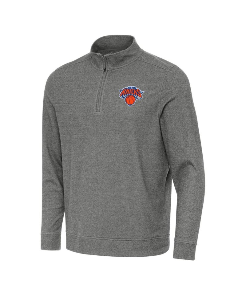 Men's Heather Black New York Knicks Subtle Quarter-Zip Sweatshirt