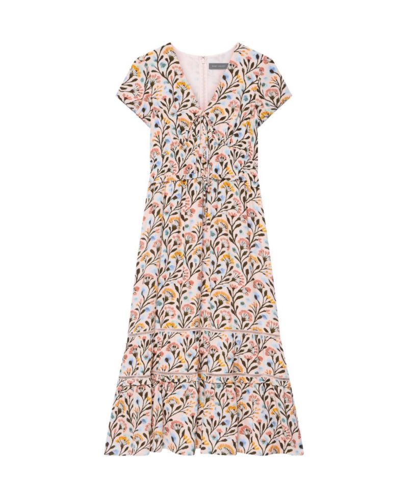 Women's Floral Print V-Neck Midi Dress