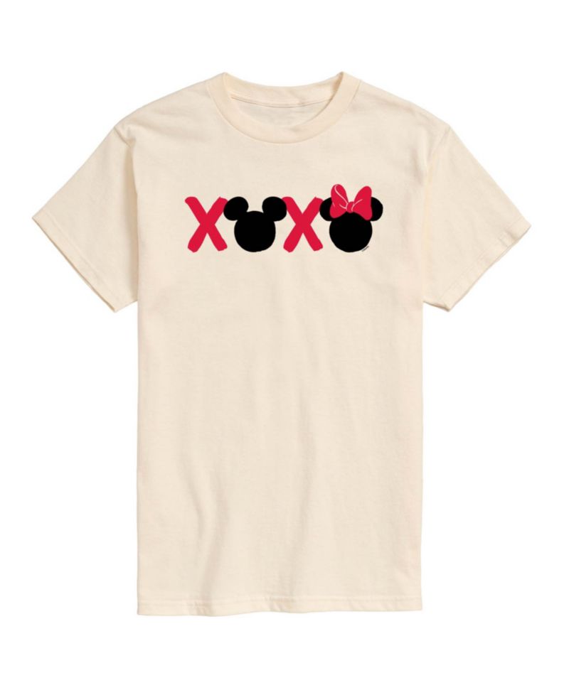 Men's Disney Mickey Minnie Heads Xoxo Printed Short-Sleeve Graphic T-Shirt