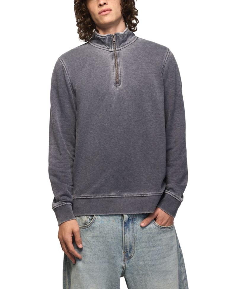 Men's Venice Burnout Mockneck French-Terry Quarter-Zip Fleece Sweatshirt