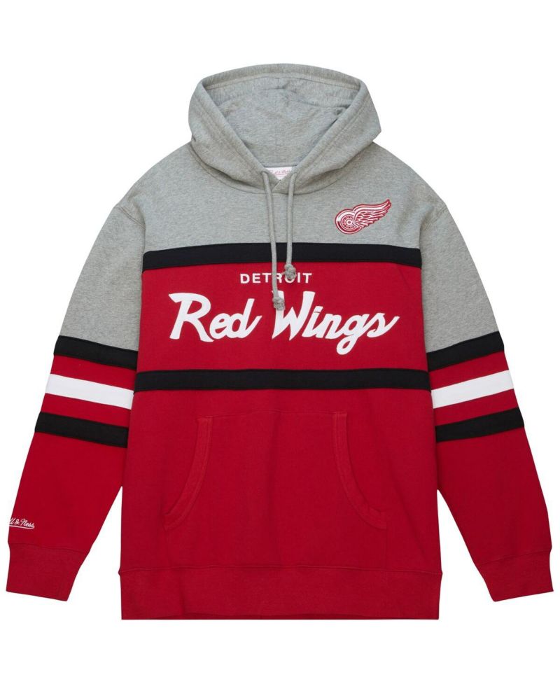 Men's Red, Gray Detroit Red Wings Head Coach Pullover Hoodie